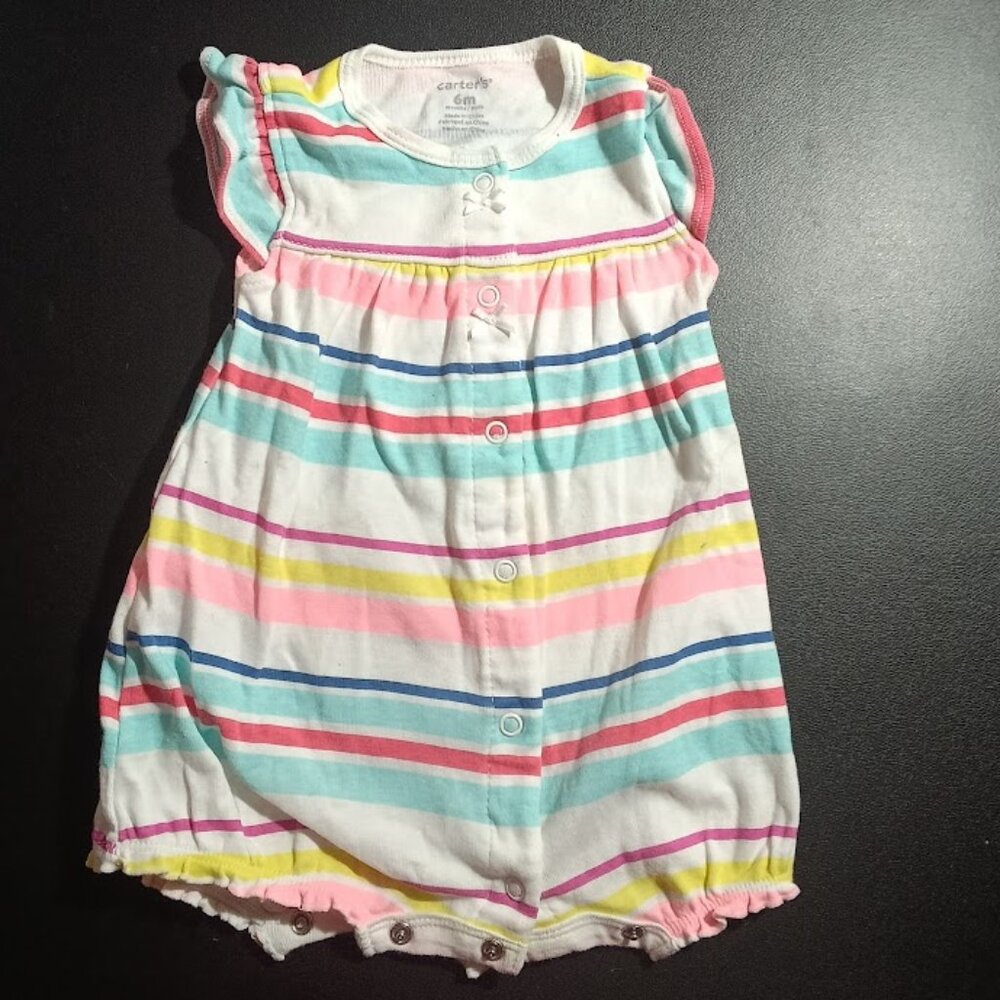 Carter's Baby Girl Sleeveless Romper 6M Stripes Multi Color